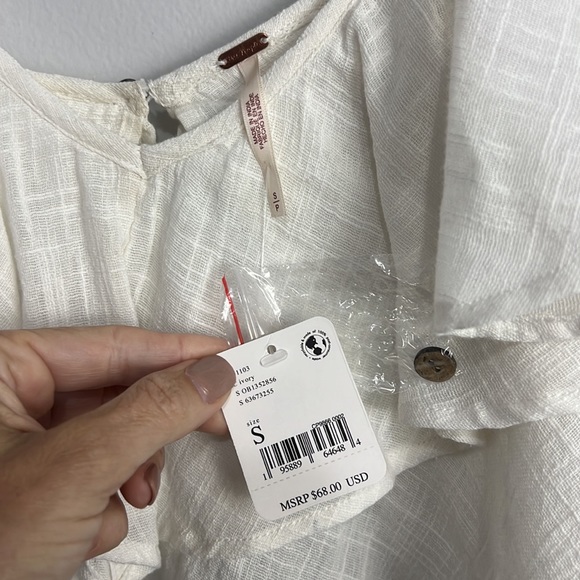 Free People White Ruffle Top NWT Small - Picture 4 of 8